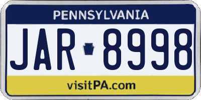 PA license plate JAR8998