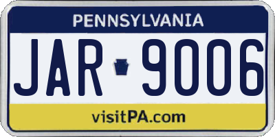 PA license plate JAR9006
