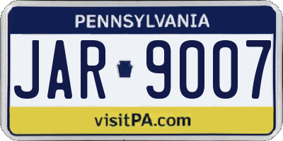 PA license plate JAR9007