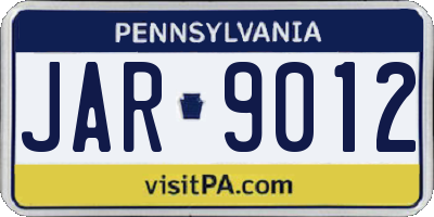 PA license plate JAR9012