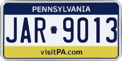 PA license plate JAR9013