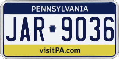 PA license plate JAR9036