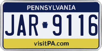 PA license plate JAR9116