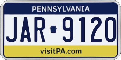 PA license plate JAR9120