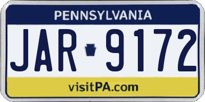 PA license plate JAR9172