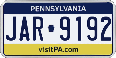 PA license plate JAR9192