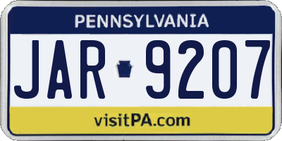 PA license plate JAR9207