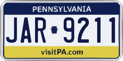 PA license plate JAR9211