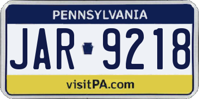 PA license plate JAR9218