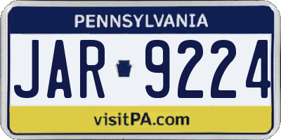 PA license plate JAR9224