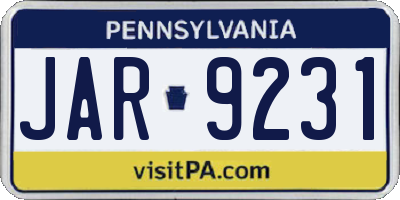 PA license plate JAR9231