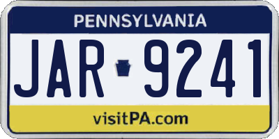 PA license plate JAR9241