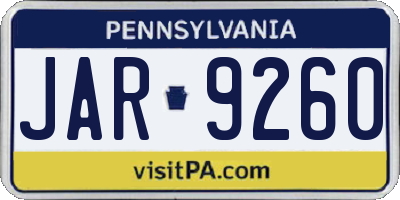 PA license plate JAR9260