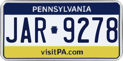PA license plate JAR9278