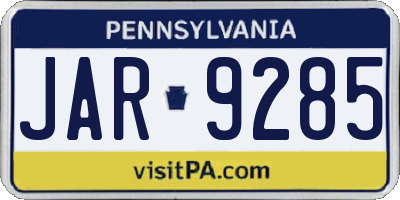 PA license plate JAR9285