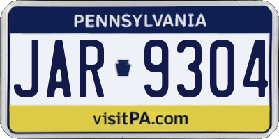 PA license plate JAR9304
