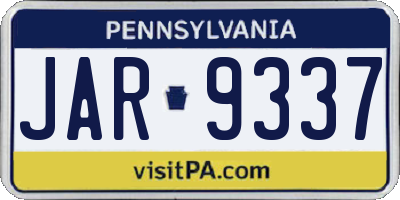 PA license plate JAR9337