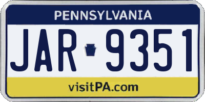 PA license plate JAR9351