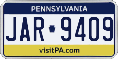 PA license plate JAR9409