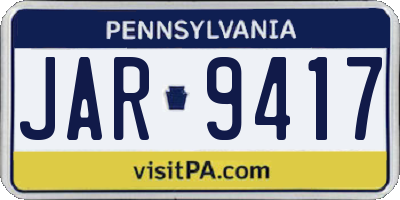 PA license plate JAR9417