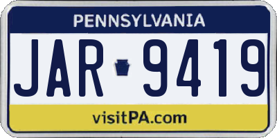 PA license plate JAR9419