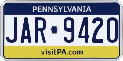 PA license plate JAR9420