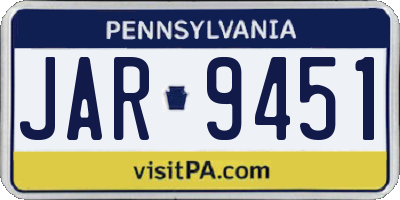 PA license plate JAR9451