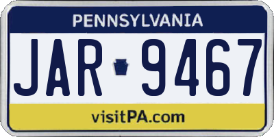 PA license plate JAR9467
