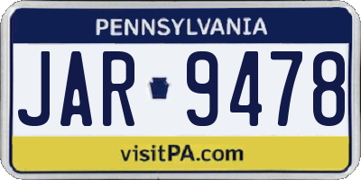 PA license plate JAR9478