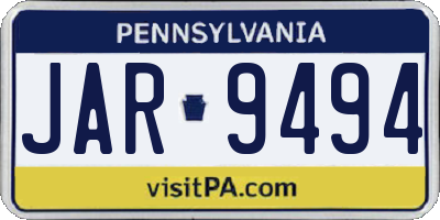 PA license plate JAR9494