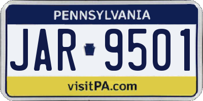 PA license plate JAR9501