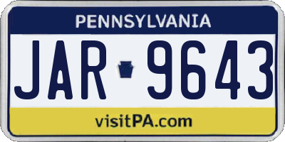 PA license plate JAR9643