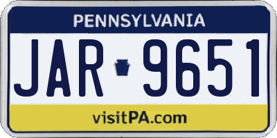 PA license plate JAR9651