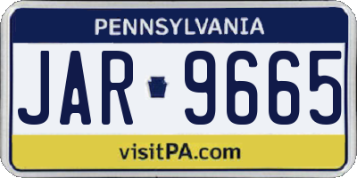 PA license plate JAR9665
