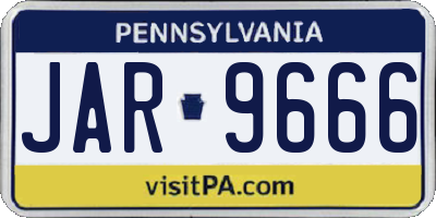 PA license plate JAR9666