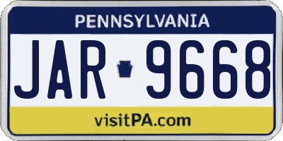 PA license plate JAR9668