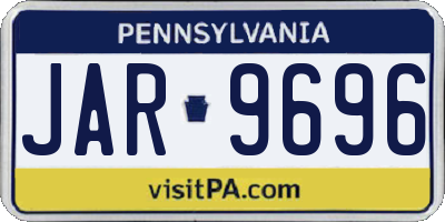 PA license plate JAR9696