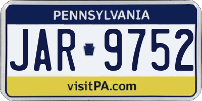 PA license plate JAR9752