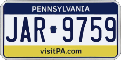PA license plate JAR9759