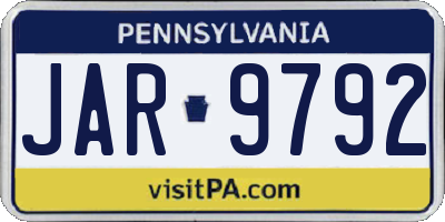 PA license plate JAR9792