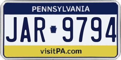 PA license plate JAR9794