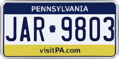 PA license plate JAR9803