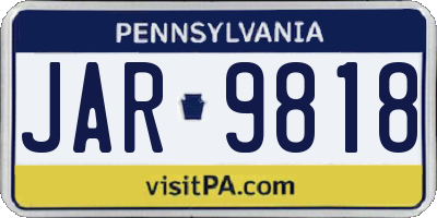 PA license plate JAR9818