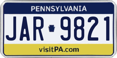 PA license plate JAR9821
