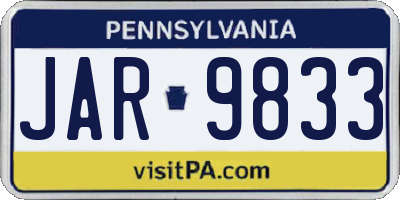 PA license plate JAR9833