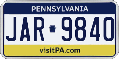 PA license plate JAR9840