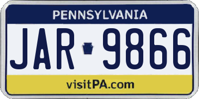 PA license plate JAR9866