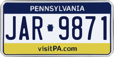 PA license plate JAR9871