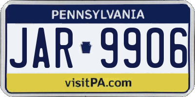 PA license plate JAR9906
