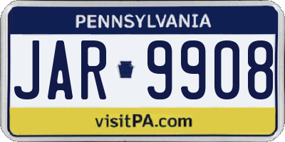 PA license plate JAR9908
